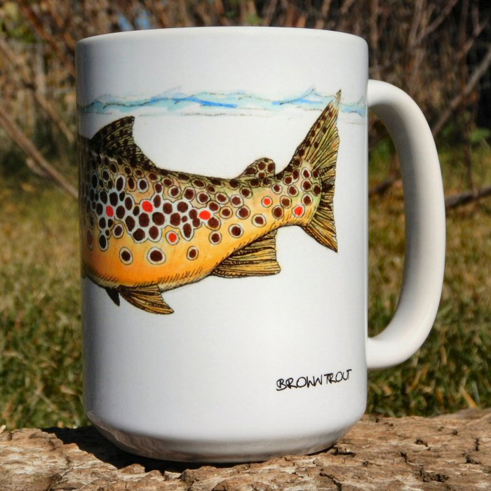 Swimming Brown Trout Coffee Mug Jeff Currier Jeff Currier
