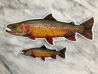 WYOMING Stickers Decals Trout Brown Brook fly fishing rods reels flies 