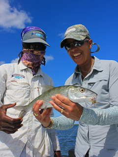 Granny Currier flyfishing bonefish
