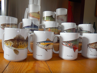 Jeff Currier fish coffee mugs